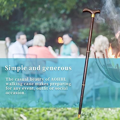 Classic Wooden Walking Cane Ergonomic Solid Wood Quality Cane for Seniors with Rubber Tip Single Point Cane Sturdy Lightweight Traditional Style Walking Stick Gift for Men and Women (36Inch (Walnut)) 6