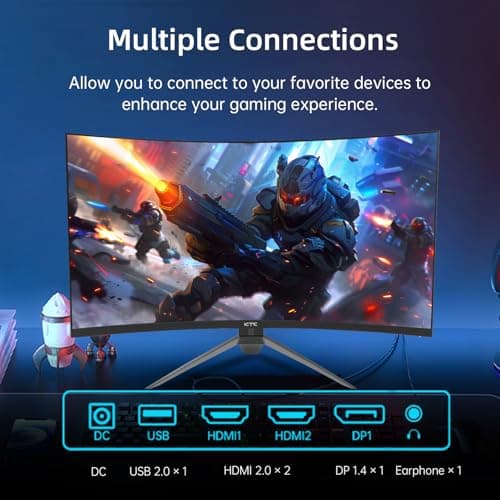 KTC 32 Inch 240Hz Curved Gaming Monitor, FHD 1080P 1500R HDR Gaming PC Monitor, FreeSync, Ultra-Fast 1ms Monitor for Gamer, 3500:1 Contrast, HDMI 2.0 x 2, DisplayPort 1.4 & USB 2.0, H32S17F 6