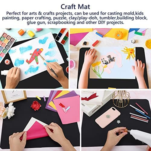 Gartful 2 Pack Silicone Crafting Mats, 15.7" x 11.8" Silicone Mat for Crafts, Large Heat Resistant Sheet for Jewelry Casting, Epoxy Resin, Painting, Counter Table Protector, Placemat, Nonstick, Black 5