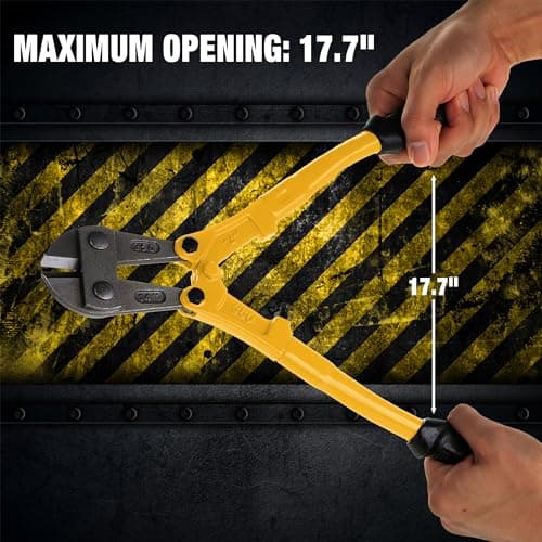 Bates- Bolt Cutter, 14", Yellow, Chain Lock Cutter Heavy Duty, Bolt Cutters Heavy Duty for Locks, Screw Cutter, Chain Link Fence Cutter, Bolt and Wire Cutter, Chain Lock Cutters, Bolt Cutter Tool 6