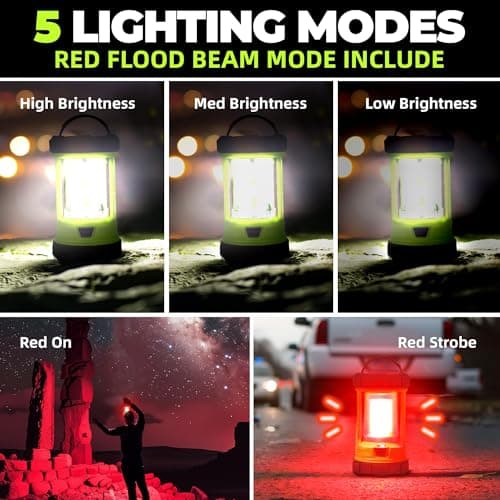 Camping Lantern 3000LM, LED Lanterns for Power Outages with 4400mAh Phone Charger, Impact-Resistant Rechargeable Lantern, 5 Light Modes Waterproof Lantern for Hurricane Emergency(Pale Green) 3