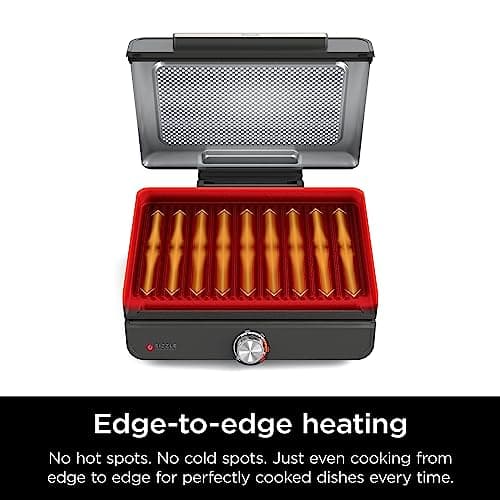 Ninja Griddle and Indoor Grill, 14’’, Electric Grill, For Steak, Burgers, Salmon, Veggies, and More, Pancake Griddle, Nonstick, Dishwasher Safe, 500F, Even Cooking, Silver, GR101 6