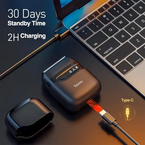 Mini Electric Razor, Electric Shaver for Men,Upgraded Foil Shaver with 3 Blade Heads IPX7 Waterproof Wet/DryUSB Rechargeable LED Display 6