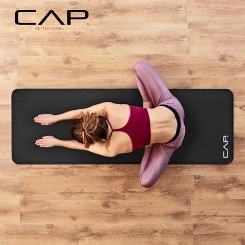 CAP Barbell Yoga Mat 1" Thick with Carrying Strap - High Density Exercise Mat for Yoga, Pilates, Stretching, Floor & Fitness Workouts - 74''x24''x1 | Purple 5