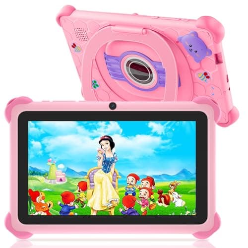 Trayoo Kids Tablet, 7 inch Tablets for Kids, 32GB Toddler Tablet with Case Included, Parental Control, Dual Camera, GMS, WiFi (Pink)