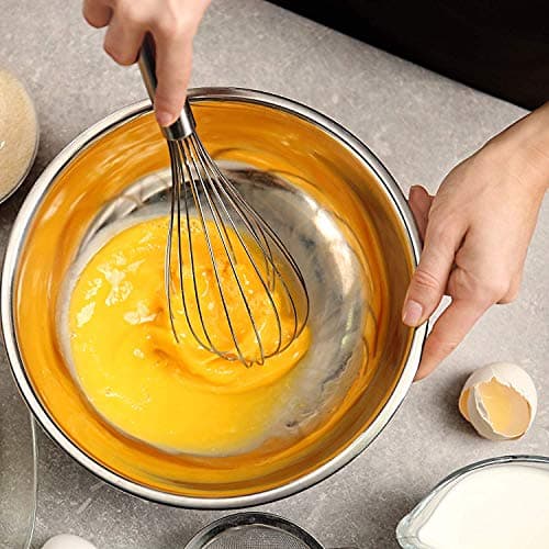 Whisks for Cooking, 3 Pack Stainless Steel Whisk for Blending, Whisking, Beating and Stirring, Enhanced Version Balloon Wire Whisk Set, 8"+10"+12" 6