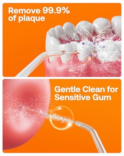 Bitvae Water Dental Flosser Teeth Picks, Cordless Water Flosser for Teeth, Braces, Dental Care and Rechargeable Rotary Electric Toothbrush Combo Set, 4 Tips, 4 Brush Heads, Waterproof, Pink, C5+R1 6