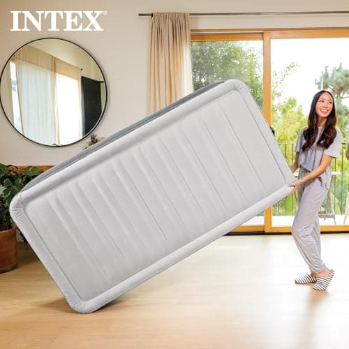 Intex Dura-Beam Deluxe Comfort-Plush Elevated: Fiber-Tech – Queen Size – Built-in Electric Pump – 18in Bed Height – 600lb Weight Capacity 8