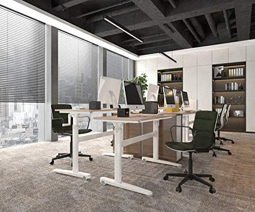 Win Up Time Manual Standing Desk Height Adjustable - Portable Sit to Stand Home Office Desks - Non-Electric Rising Table with Hand Crank and Rolling Wheels - 48 Inch Maple Whole Piece Wood Desktop 8