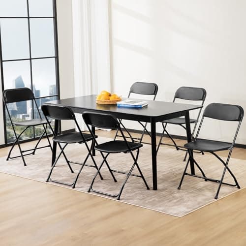 Sweetcrispy Folding Chair 10 Pack, Plastic Foldable Chairs with 330-Pound Capacity, Sturdy Metal Portable Chair, Easy to Use and Store, Outdoor and Indoor, for Home, Office, Party, Comfy, Black 8