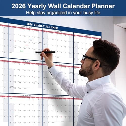2026 Wall Calendar 32" x 48" Wet & Dry Erase Calendar for Wall - Large Yearly Planner 12 Months, 2-Sided Reversible Horizontal Vertical Calendar January to December for Home Office School 5
