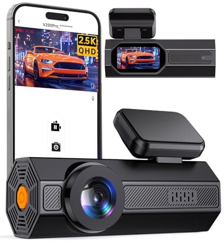 Dash Cam, 2.5K Dash Cam Front, VEEMENT Dash Camera for Cars, 1440P Car Dash Camera with APP, WiFi Dash Cams with WDR Night Vision, 24/7 Parking Monitor Dashcam, 160°Wide, G-Sensor, Mini Car Camera