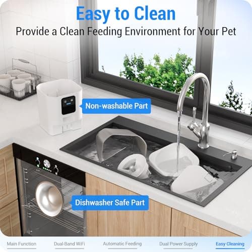 Frienhund Automatic Cat Feeder with 5G WiFi: Automatic Dog Feeder with APP Control, 7L Timed Auto Cat Food Dispenser with Alexa for Multiple Pets, Detachable for Easy Cleaning - ACF80W 6