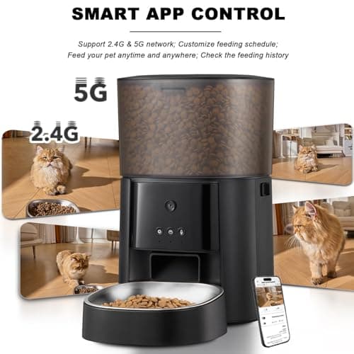 Automatic Cat Feeder with Camera & Voice Interaction, WiFi/App Control, 4L Dry Food Dispenser for Cats & Dogs with Freshness Preservation, Custom Feeding Times & Portions, Dual Power 2