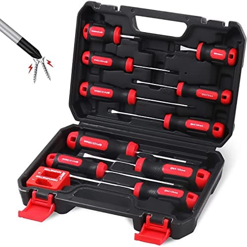 Magnetic Screwdriver Set 11-Piece, 5x Slotted 5x Phillips Screwdriver Sets and Magnetizer Demagnetize, Premium Screw Driver with Case