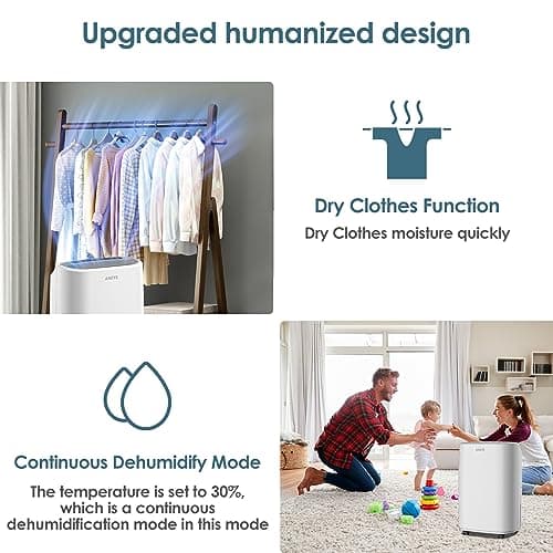 2500 Sq.Ft Dehumidifier for Home Basement, ANDTE 34 Pints Dehumidifier with Drain Hose with Smart Humidity Control, 3 Operation Modes, Powerful Moisture Removal for Large Room, RV, Bathroom, Bedroom 5