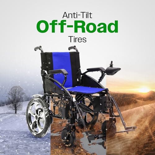 Culver Artemis All Terrain Electric Wheelchair Heavy Duty, Foldable Electric Wheelchairs for Adults, Power Wheelchairs for Seniors, Silla de Ruedas para Adultos Electrica — Bluee 5