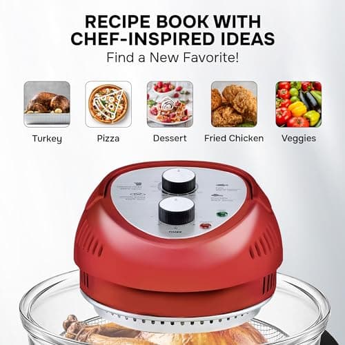 Big Boss 16Qt Large Glass Air Fryer Non Toxic – Large Halogen Oven Cooker with 50+ Air Fryers Recipe Book for Meals for Entire Family, Healthier Oil-Free Crispy Foods As Seen on TikTok 8