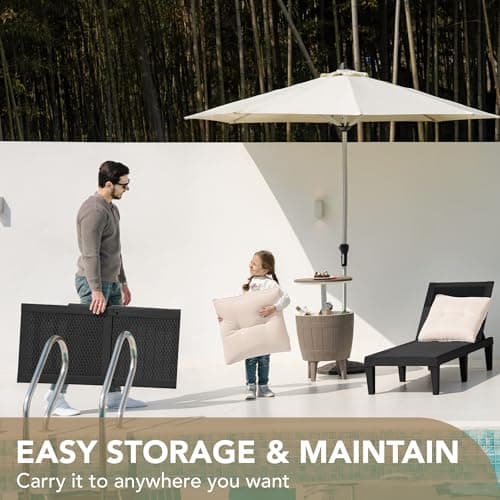 Devoko Outdoor Chaise Lounge Chair Set of 2 for Outside Pool Patio, Adjustable Waterproof Easy Assembly Chaise Lounge Outdoor (Black, Set of 2) 8