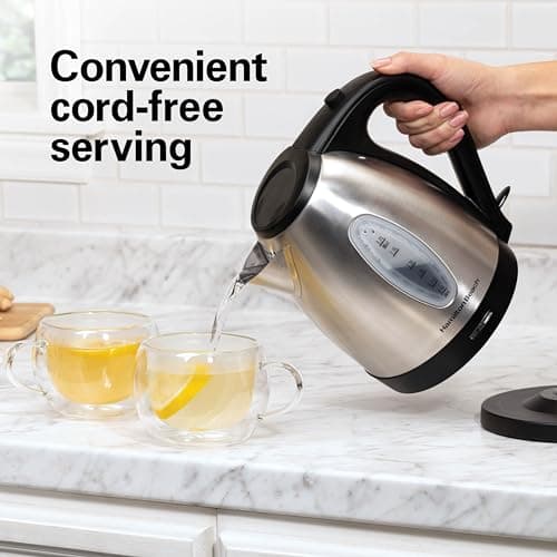 Hamilton Beach Electric Tea Kettle, Water Boiler & Heater, 1.7 Liter, Cordless Serving, 1500 Watts for Fast Boiling, Auto-Shutoff and Boil-Dry Protection, Stainless Steel (40880) 7