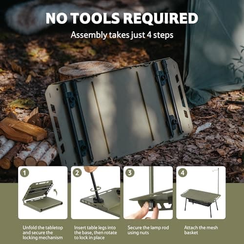 Naturehike Tactical Camping Table with Adjustable Height, Collapsible Table Lightweight with Carry Bag for Camping, Travel expeditions, Hiking, Picnics, BBQs & Beach Trips 4