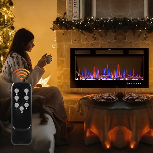 36" Electric Fireplace Inserts - Recessed Fire Place and Wall Mounted Fireplace Heater with Remote Control, Touch Screen Indoor Faux Floating Fireplace, Timer, Adjustable Flame Color, 750 | 1500W 7