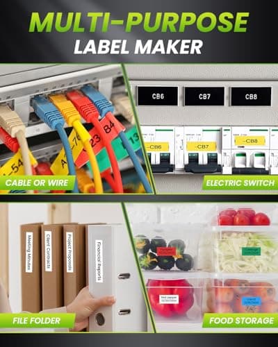 Vixic Label Maker Machine, H1100 Label Makers with Backlit Screen, Portable Label Maker Waterproof-Labels Handheld Labeler with Keyboard, Industrial Labeling Machine for Cable Wire Network 9