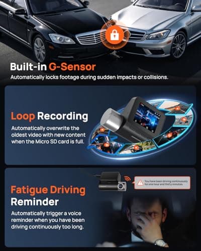 70mai 2.7K Dash Cam Front A500S, 1944P Dash Camera for Cars with Sony IMX335, Dashcam Built-in WiFi GPS, Optional Rear Dashcam, ADAS, 2'' IPS LCD Screen, 24H Parking Mode, WDR, Super Night Vision 5