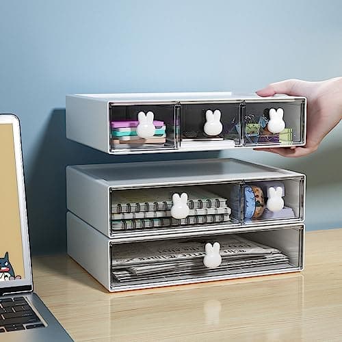 Marbrasse Desk Organizer with 6 Drawers, 3 Tier Stackable Storage Drawers Plastic Makeup Storage, Office Organizers and Storage, Desk Storage Box for Office, School, Home 9