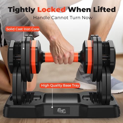 Adjustable Dumbbells Set 55LB, Adjustable Weights 15/25/35/45/55lbs, Dumbbell Pair 10LBS Dumbbell Anti-Slip Handle for Exercise Fitness Workout Set of 2 6