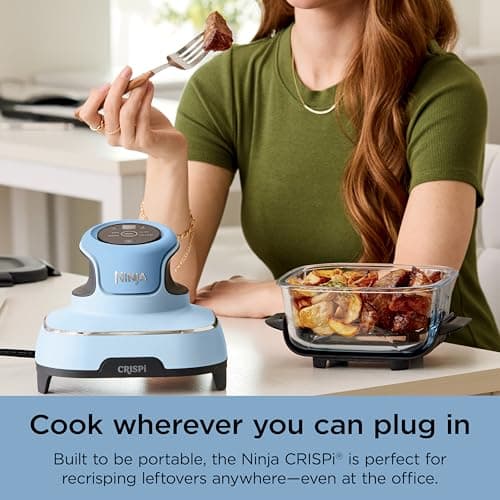 Ninja Crispi 4-in-1 Glass Air Fryer | 450°F | Non-Toxic | 4QT & 6-Cup Glass Containers w/Lids | Microwave, Freezer, Dishwasher Safe | Max Crisp, Air Fry, Bake, Recrisp | Periwinkle | FN101PL 8