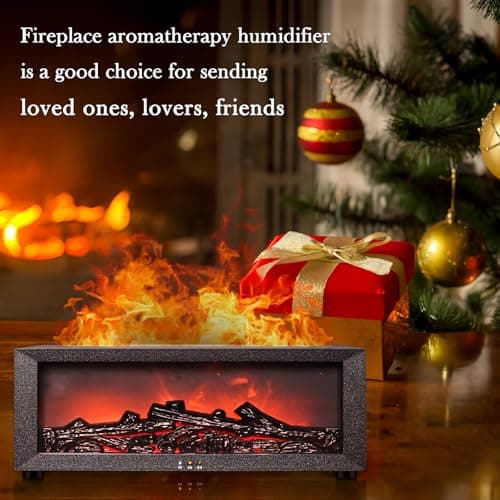 Fireplace Aroma Diffuser with Remote Control - 7 Color Changing LED Flame Essential Oil Diffuser, 1/3/5 Hour Timer, Ultrasonic Cool Mist Humidifier for Home, Office, Yoga Meditation, Spa 8