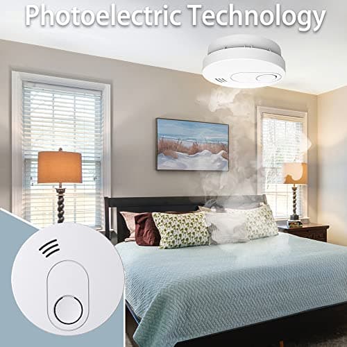 Andyssey Smoke Detector, Wireless Smoke Alarm with 10 Year Life Time, Photoelectric Fire Alarm with Battery with Low Battery Failure Warning Button, Fire Alarm Smoke Detector UL Listed, GS526A 6 Packs 5