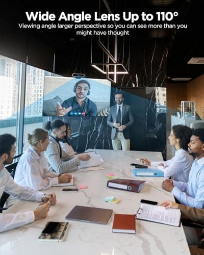 Webcam 4K with Microphone and Webcam Cover Plug and Play with Auto Light Correction for Laptop PC Desktop for Live Streaming Video Call Conference 6