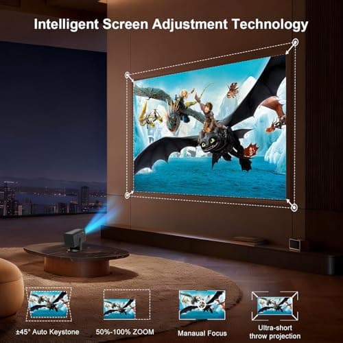 Mini Projector with WiFi and Bluetooth,Support Movie Projector 1080P HD,Auto Keystone Correction,135° Rotatable,Portable Projector Compatible with Smartphone, TV Stick, Laptop, HDMI, USB 6