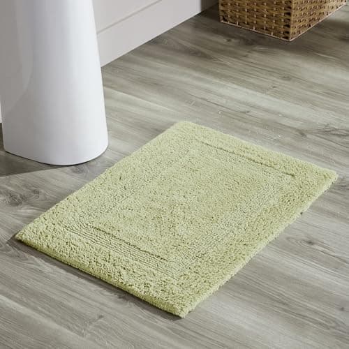 Better Trends Bath Room Rugs 100% Cotton Soft Tufted 17" x 24" Bath Rug Water Absorbent, Reversible Machine Washable for Bath Room Floor Decor, Laundry Room, Oeko-Tex Certified Sage Lux Collection