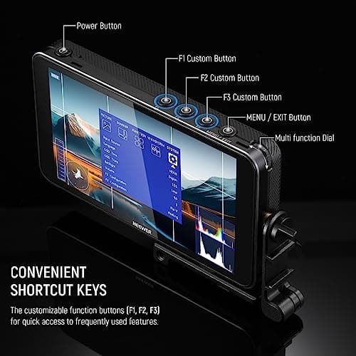 NEEWER F400 PRO 6 Inch Camera Field Monitor, Waveform, Vector Scope, Full HD 1920x1080 IPS 4K HDMI Input DSLR Video Peaking Focus Assist, DC Input Output, Tilt Arm, F550 Battery & Charger Included 5