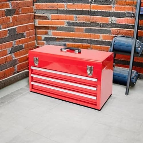 BIG RED ANTBD133-XB Torin 20.5" Portable 3 Drawer Steel Tool Box with Metal Latch Closure, Red 5