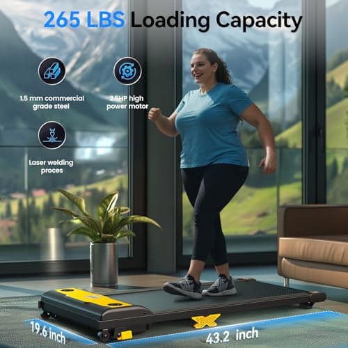 Servfit Walking Pad with Incline, 2.5HP Under Desk Treadmill, 3 in 1 Portable Treadmill with Remote Control, LED Display, Hidden Safety Switch, Mini Walking Jogging Machine for Home Office, Yellow 5