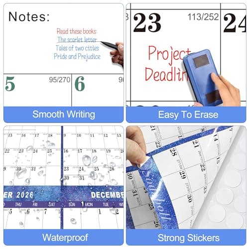 24" x 36" 2026 Wall Calendar Dry Erase - Large Starry Sky Calendar Wet & Dry Erasable Laminated 12 Month Annual Yearly Planner, Reversible, Horizontal/Vertical (2026 Wall Calendar) 5