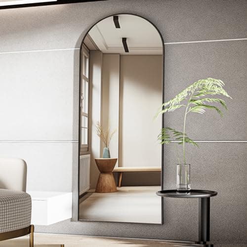 Koonmi Arched Full Length Mirror, 71"x26" Full Body Floor Mirror Standing Hanging or Leaning Wall, Full Body Mirror with Stand, Aluminum Alloy Thin Frame for Bedroom Living Room, Black 6