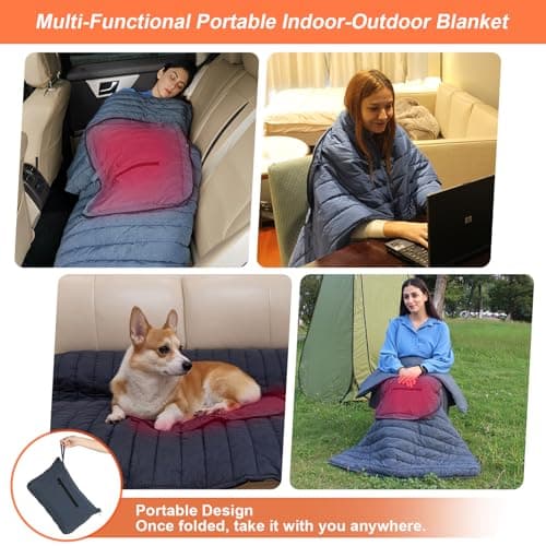 Goallim Portable USB Heated Blanket, Battery Powered Heating Blanket with 3 Heat Settings, 3 Hours Auto Off Wearable Heated Portable Blankets with Overheat Protection(Battery Pack Not Included) 5