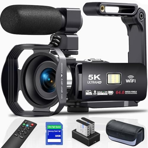 LOENTIR 5K Video Camera 64MP Camcorder IR Night Vision Vlogging Camera 18X Zoom WiFi Digital Camera for YouTube 3.0'' Touch Screen Camcorder with 32GB SD Card, Microphone, 2.4G Remote Control