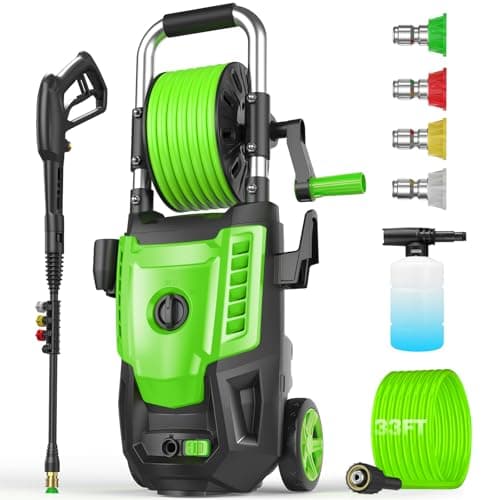 Professional Pressure Cleaner 4800PSI, 4.0GPM Portable Power Cleaner with 4 QC Nozzles and Soap Bottle, Cleaner Machine for Cars/Home/Driveways/Patios/Decks/Fences, Green