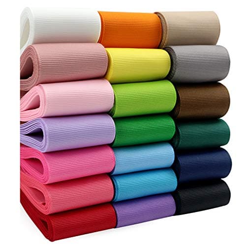 Midi Ribbon 2 Inch Grosgrain Ribbon 20 Solid Color Assortment, 2" X 2 Yard Each, Total 40 Yds Per Package, Wide Ribbons Grosgrain Thick Hair Ribbons for Hair Bows