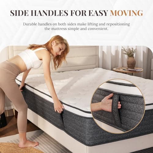 Queen Mattress, 12 Inch Queen Size Hybrid Mattresses in a Box, Medium Feel Foam and Individual Pocket Springs, Fiberglass Free Bed Mattress, Extra Edge Support, Pressure Relief, CertiPUR-US 7