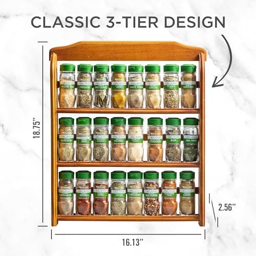 McCormick Gourmet Three Tier Wood 24 Piece Organic Spice Rack Organizer with Spices Included, 27.6 oz 9