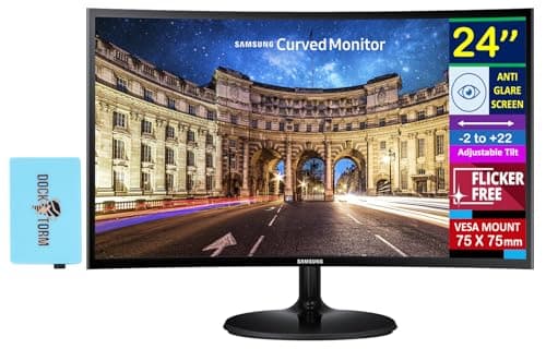 Samsung CF390 24" Curved FHD VA Monitor with AMD FreeSync, 4ms Response Time, Anti Glare, Flicker Free, VESA Mount (75 x 75mm), HDMI & Dockztorm USB Port Expander, Black Color (LC24F390FHNXZA)