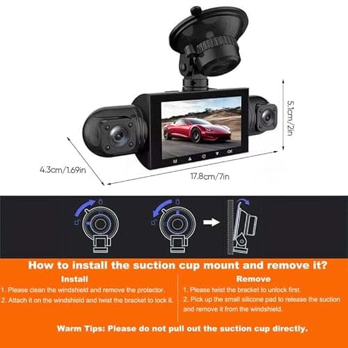 2025 Upgraded 4 Channel FHD Dash Cam,1080P Video Dash Cam 360,Car On-Dash Mounted Cameras, 8 IR LED Night Vision,Parking Mode,Seamless Loop Recording (with 128GB TF Card) 7