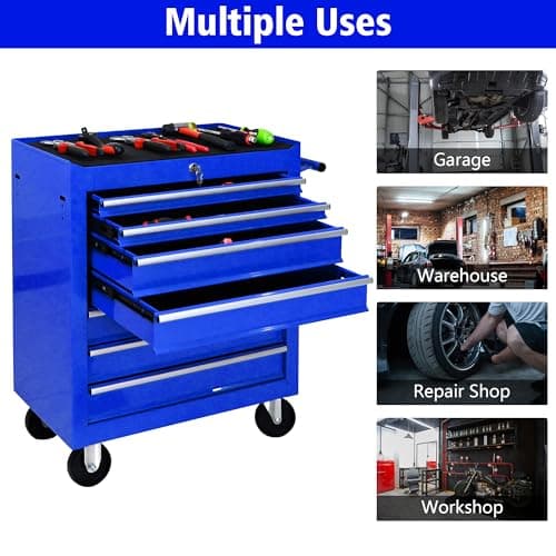 BouPower Rolling Tool Chest, 7-Drawer Rolling Tool Box with Interlock System and Wheels for Garage, Warehouse, Workshop, Repair Shop 6